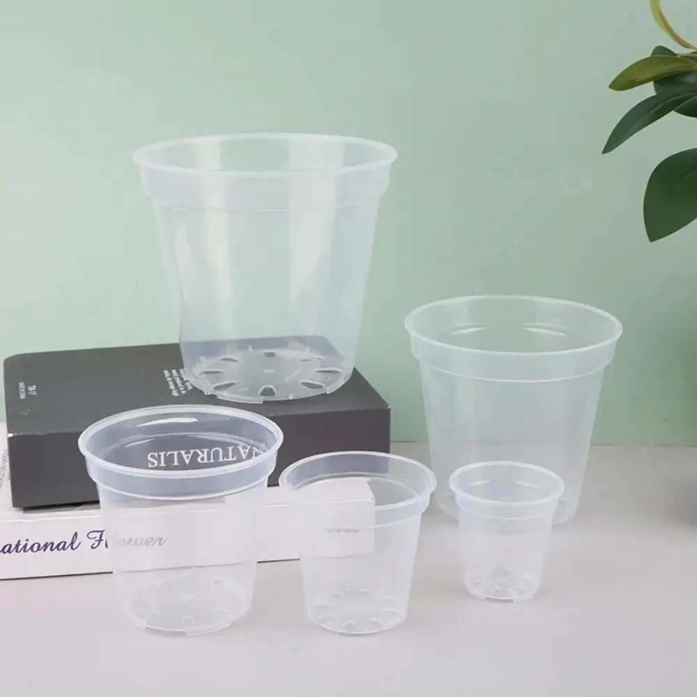 Maceta redonda de plástico transparente para jardín, maceta antideformación de gran capacidad para orquídeas, contenedor para guardería, jardín, 1 ud.