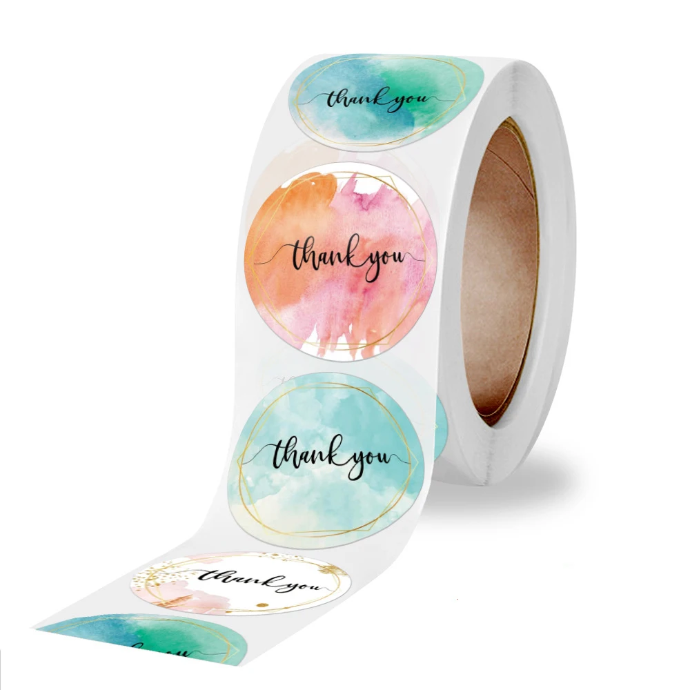 50-500pcs Color Graffiti Thank You Sticker 1 Inch Round Decor Sealing Labels For Order Business Gift Bags Envelopes Seal