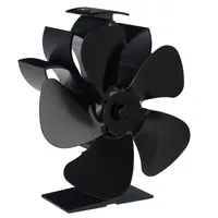 Black 5 Blade Fireplace Heat Powered Stove Fan Log Wood Burner Eco Friendly Quiet Fireplace Fan Home Efficient Heat Distribution