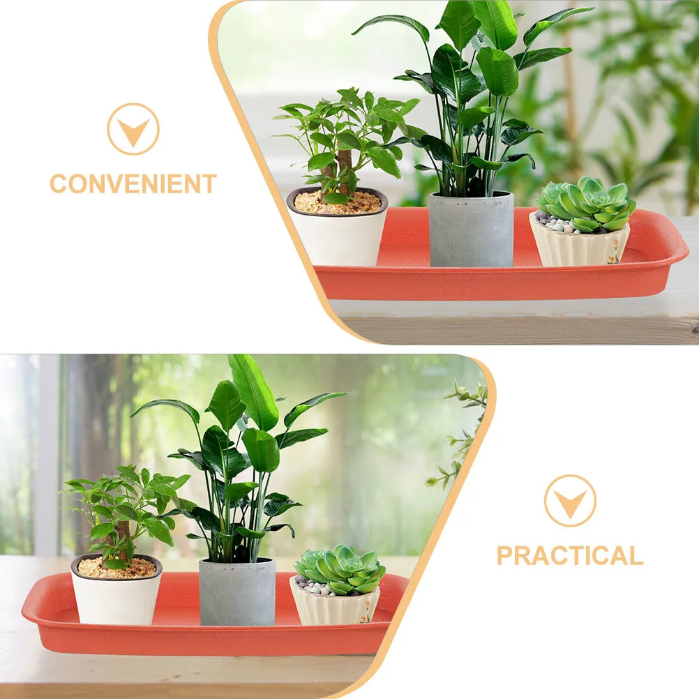 3Pcs Plant Drainage Tray Sturdy Plastic Flower Pot Saucer Rectangular Plant Tray Leak Proof for Indoor Gardening