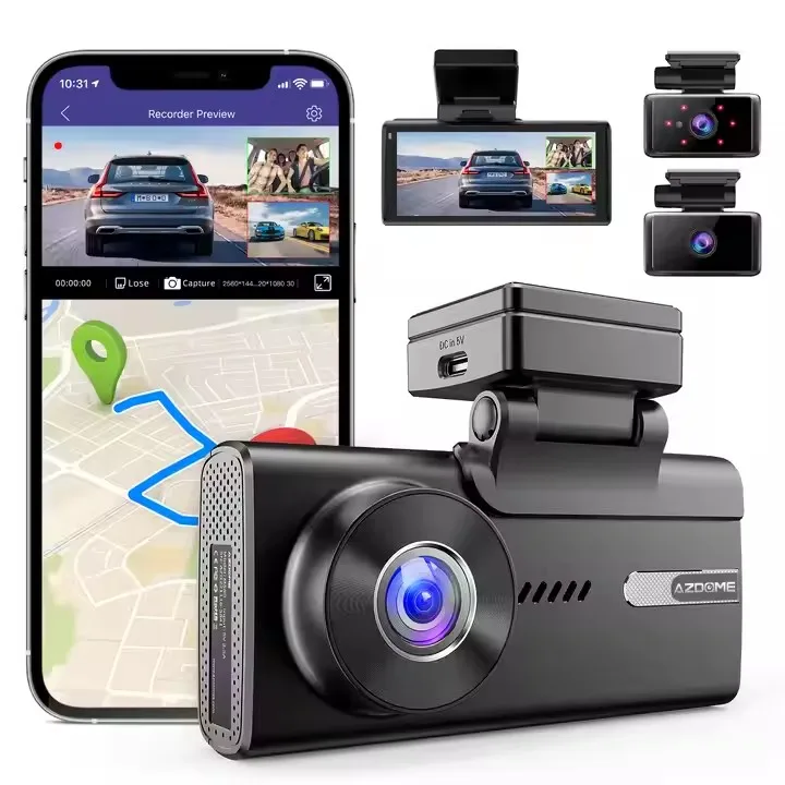 

5K Dash Cam Vehicle GPS Tracker 4-Inch 4K 3 Lens Car DVR Camera With Dual Band 2.4G/5G Wifi Black Box 1 Year Warranty