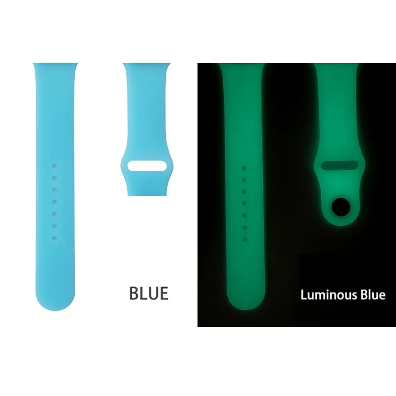 Luminous Silicone Strap For Apple Watch Band Ultra 42 44 45mm 8 7 38/40/41mm Sport Loop Bracelet Strap For Iwatch 6 5 4 Se