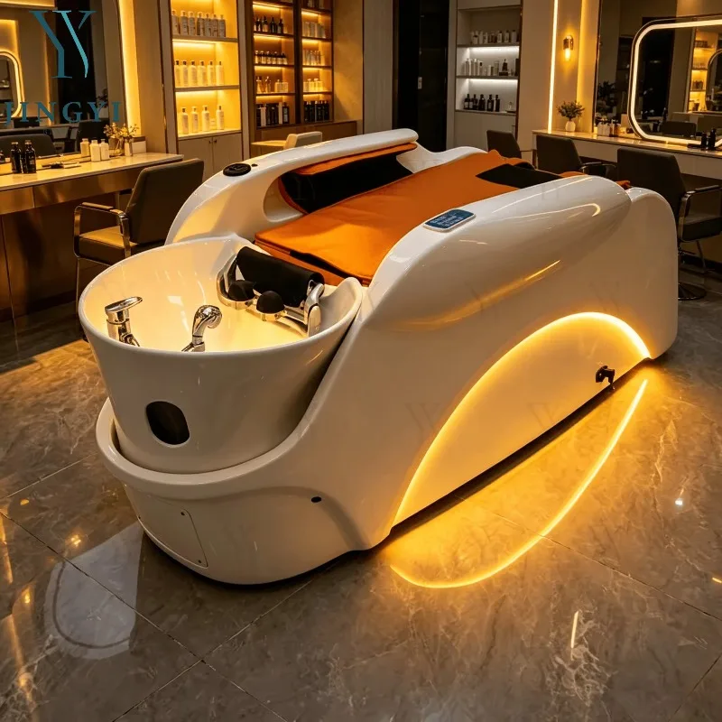 

Beauty Salon Barber Furniture Hair Washing Massager Shampoo Bed Sink Basin Water Therapy Head Spa Shampoo Chair With Led