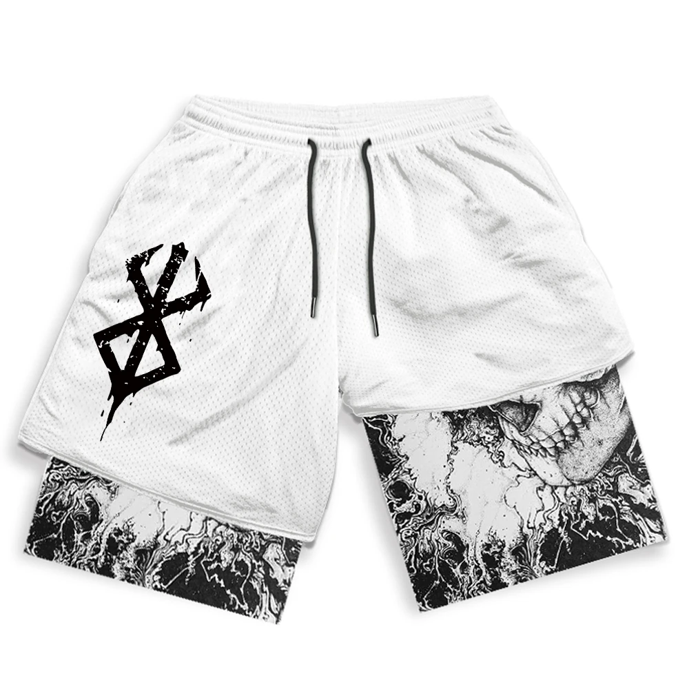 Anime Performance Gym Shorts Men Women 2 In 1 Gym Shorts Manga 3D Print Mesh Quick Dry Sports Short Pants Summer Fitness Workout