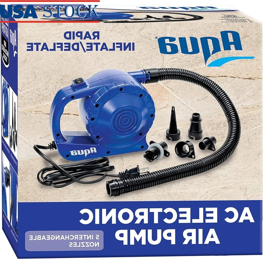 

Electric High-Volume Air Pump 110V AC Inflatables Rafts Mattresses Pool Floats Quick Inflate Deflate Multiple Nozzles Portable