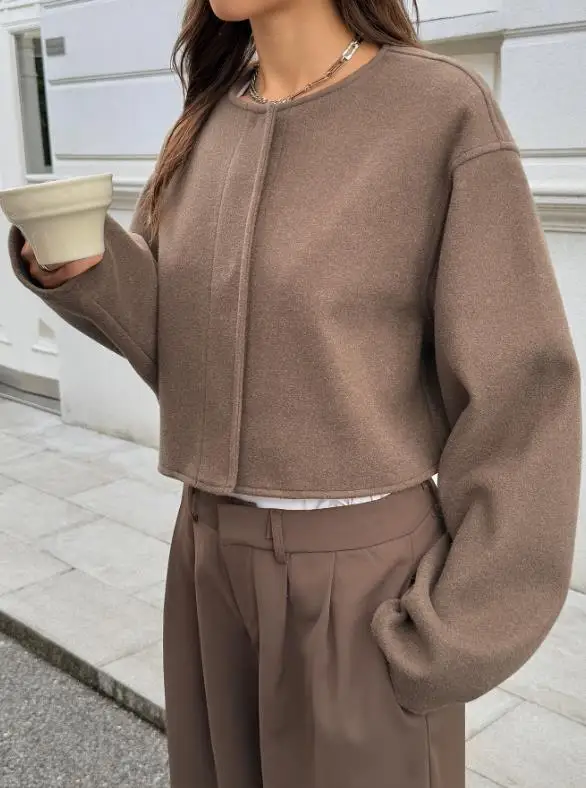 

Осень-зима 2025 г., новое модное пальто, элегантная однотонная куртка с длинными рукавами для женской одежды