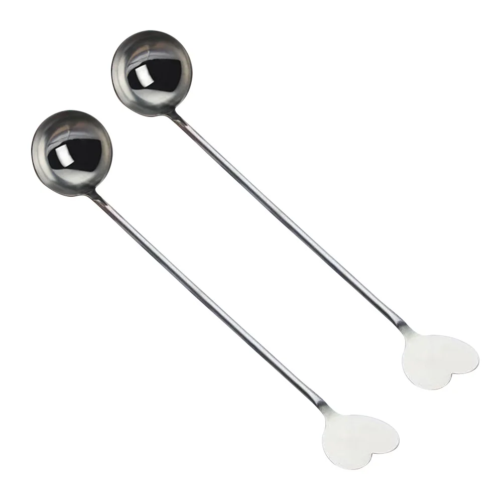 

2pcs Stainless Steel Milk Tea Spoon Honey Spoons Stirring Long Handle Mirror Polished Bar Home Kitchen Gadgets