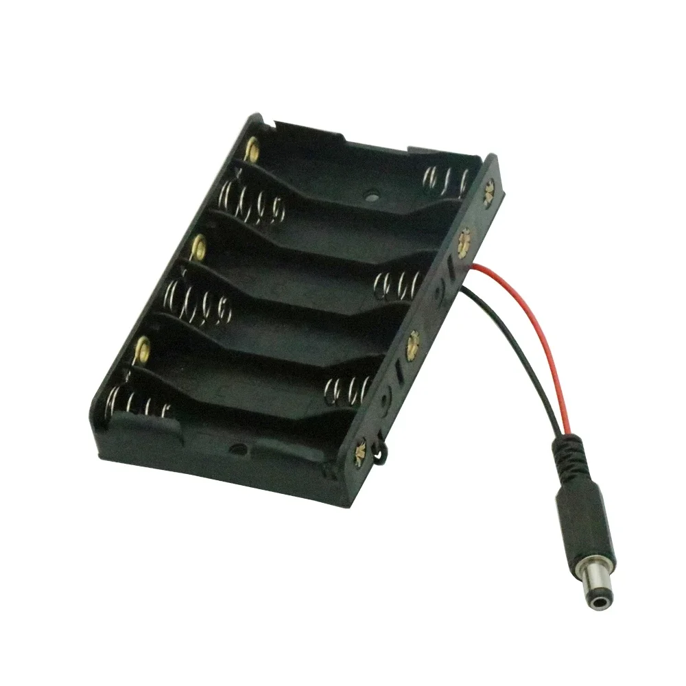 

1PCS 6XAA 6xAA 6*AA 9V Battery Holder Box Case Wire DC 5.5*2.1mm Plug For arduino Moudle