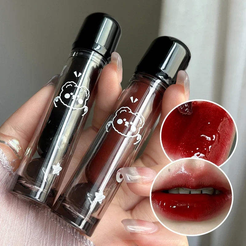 Waterproof Mirror Juice Lip Gloss Black Water-light Glass Red Tea Brown Liquid Lipstick Lasting Nude Lip Tint Makeup Cosmetics