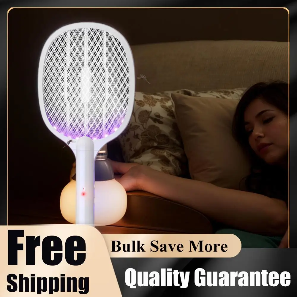 

Электрическая ракетка-ловушка 2-в-1 для насекомых: перезаряжаемая лампа-уничтожитель мух и комаров для борьбы с вредителями в помещении и на улице