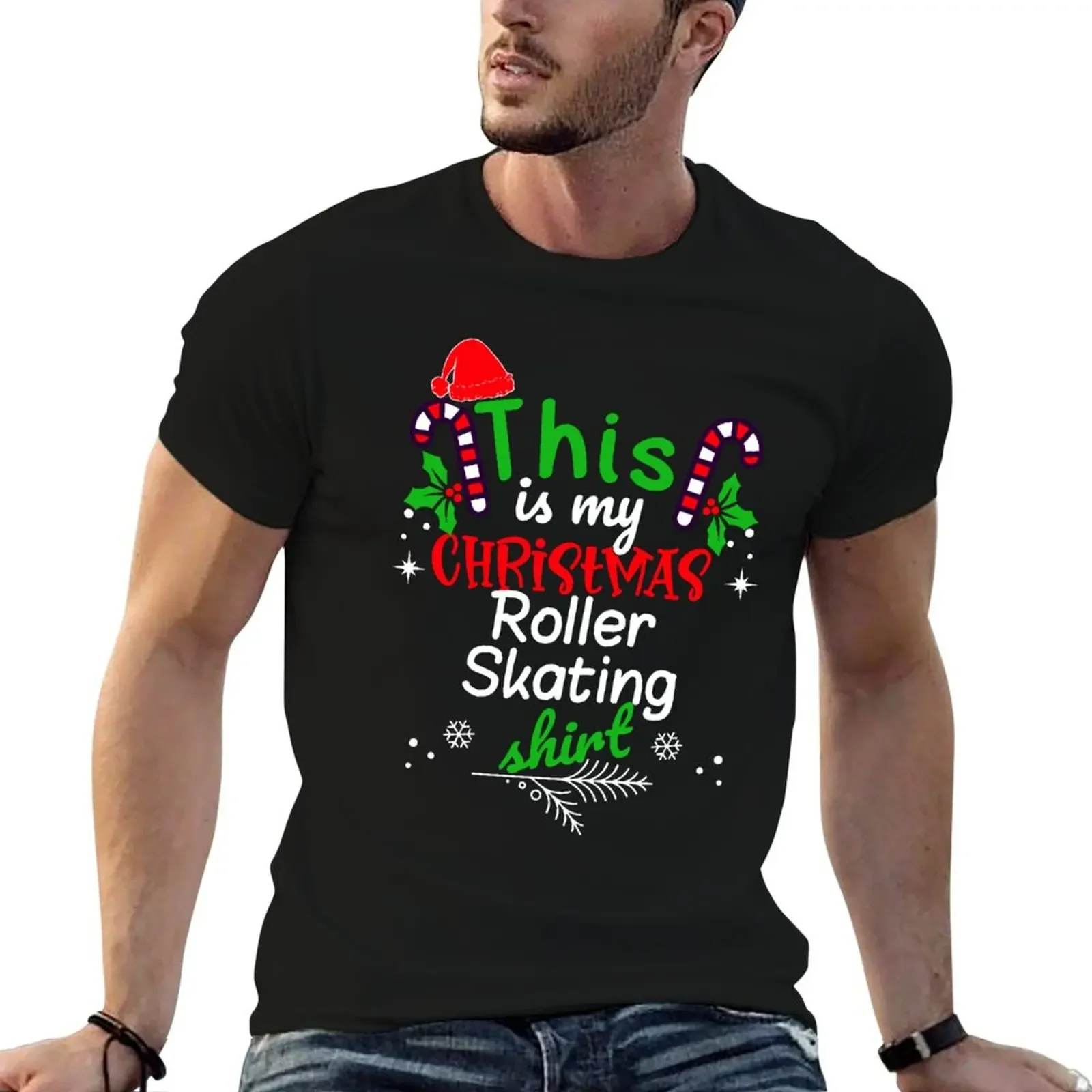 This is my Christmas Roller Skating Shirt Fitted T-Shirt cheap stuff blacks vintage mens shirts graphic tee