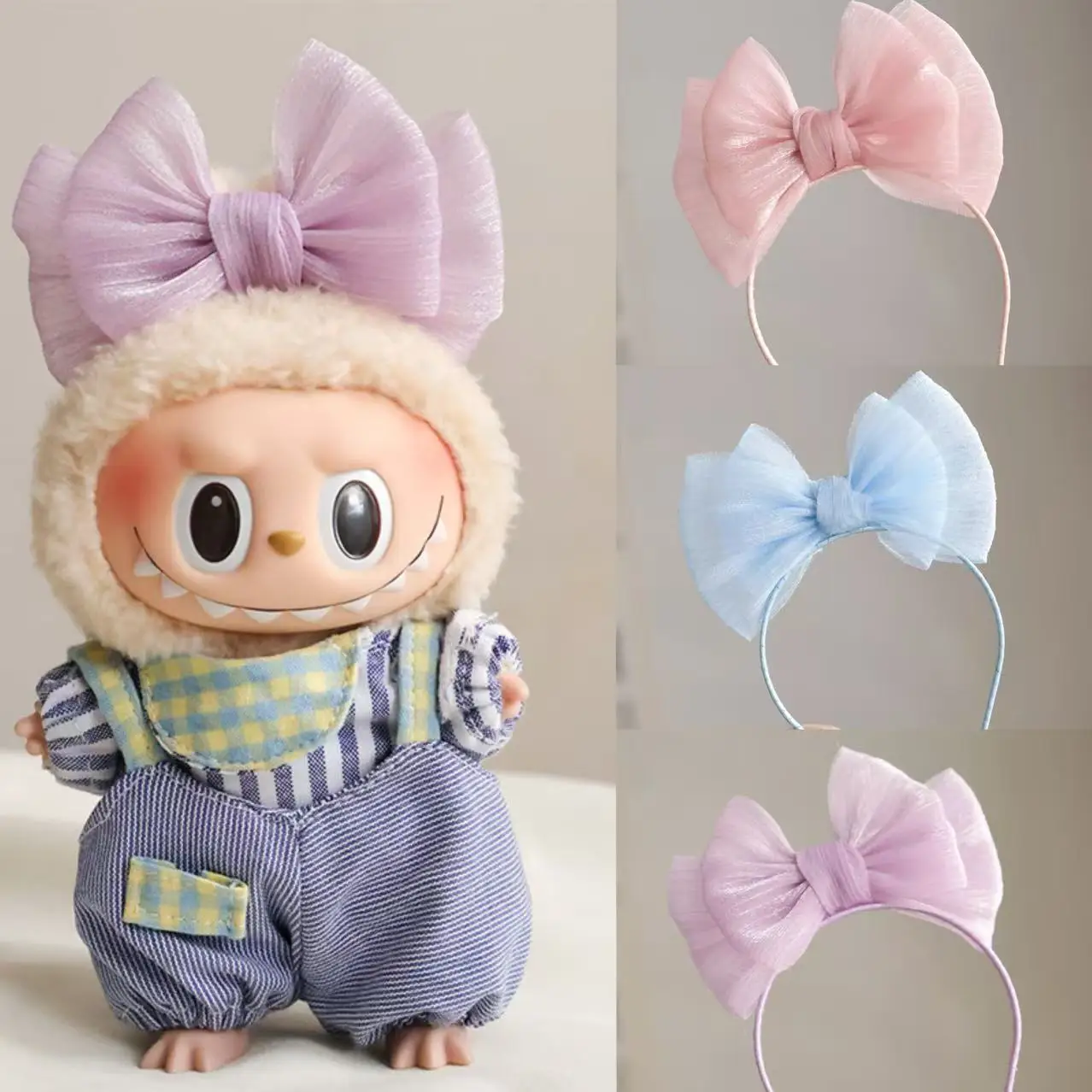 

Bowknot Hairband for Labubu V1 V2 V3 Doll Cartoon Cute Headband Hairband for 17cm Labubu Dress Up Change Dolls Accessories DIY