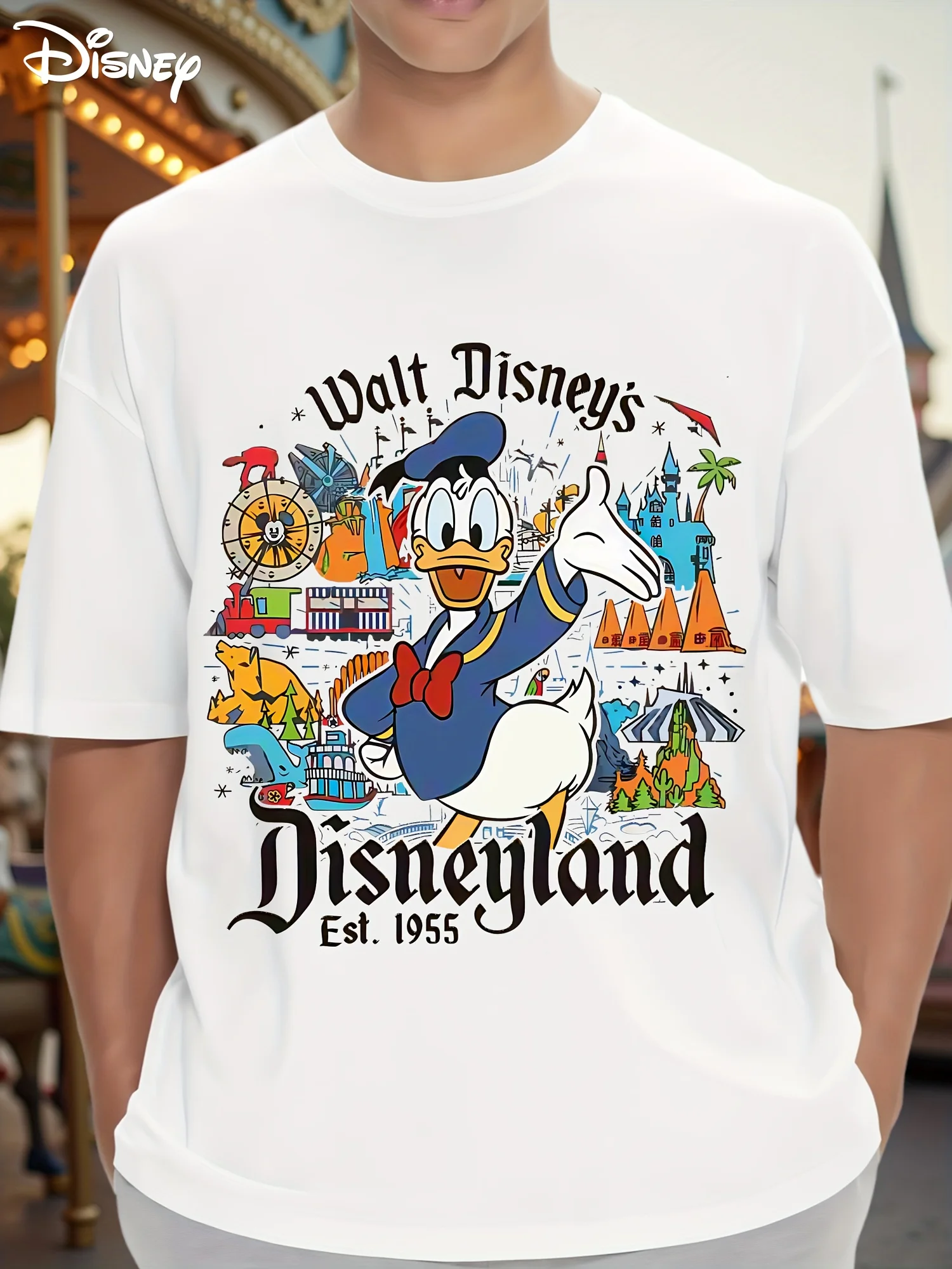 

2025 New Disney Trendy Fashion Leisure Pure Cotton T-shirt Retro Street College Style Commuting Y2k Harajuku Unisex