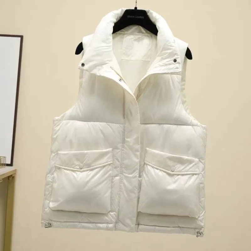 

Women's Down Cotton Waistcoat Casual Vest Fashion Versatile Loose Stand-up Collar Sleeveless Outerwear Jackets for Women