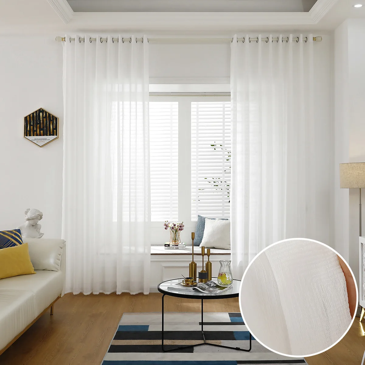 Sungshida White Eco-Friendly Exquisite Soft Polyester Curtain Yarns Readymade Window Screens Customizable Tulles for Home Decor