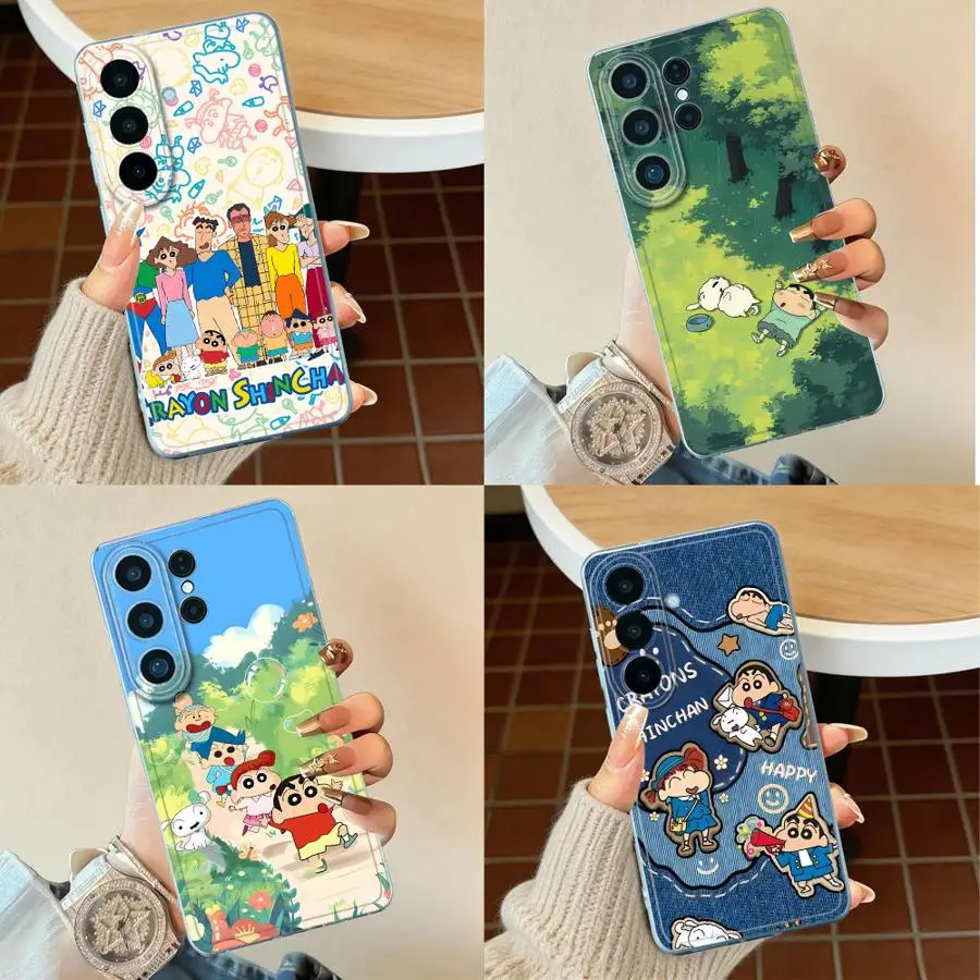 Family Cartoon Shinchan Phone Cover Case for Samsung Galaxy S26 Ultra S23 S22 FE S25 Edge Note 20 Ultra 10 S21 S24 S25Ultra S20