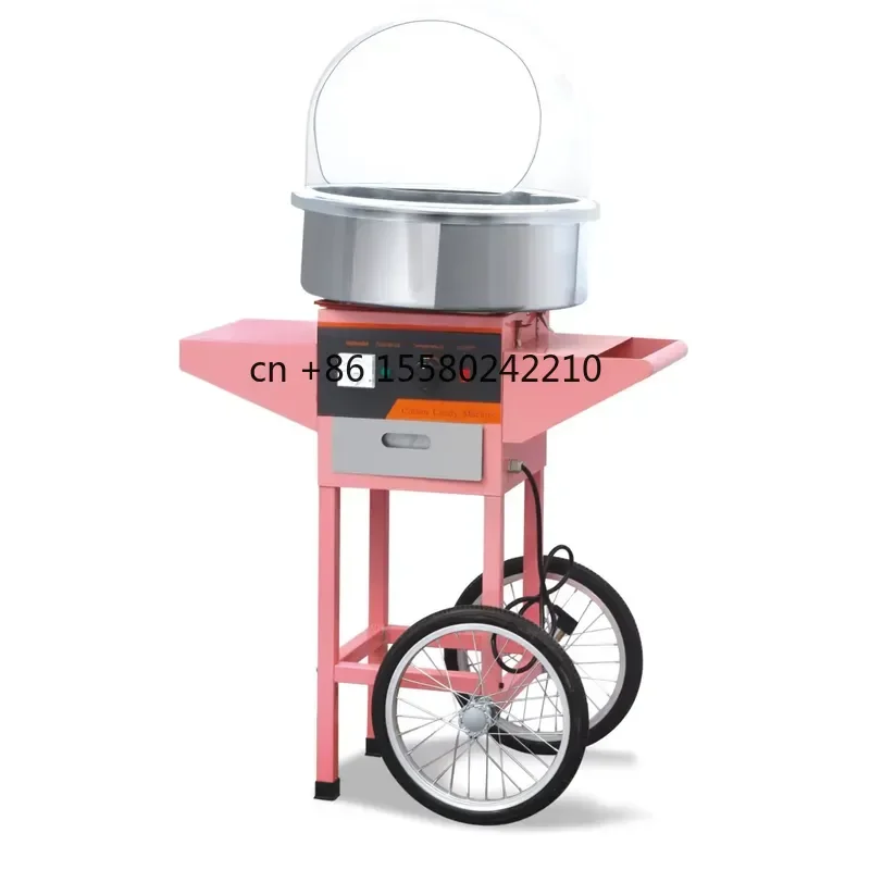 2026 hot for Commercial Cotton Candy Maker with Wheel Automatic Pink Color Vending Cotton Floss Machine Hot Sale Price