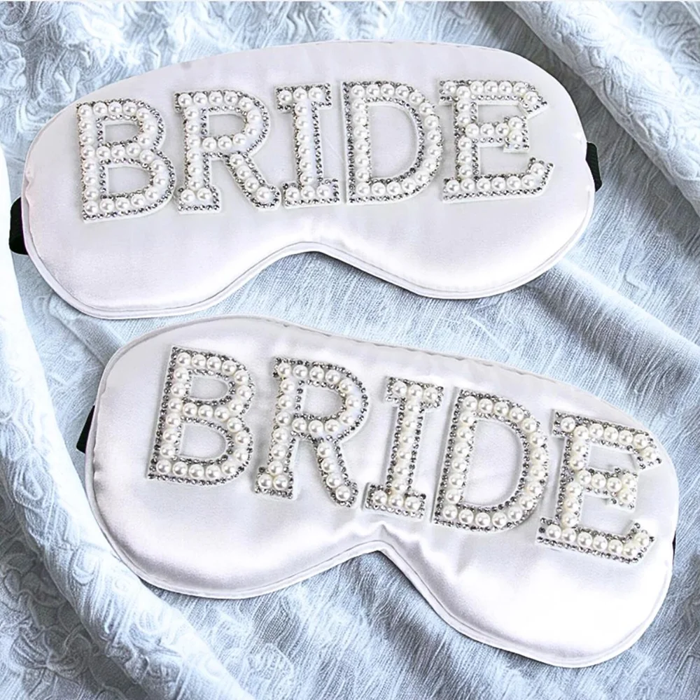 

Bride Sleep Eye Mask White Pearl Bridal Eye Cover Bachelorette Favor Wedding Bridal Shower Decor Bridesmaids Bride To Be Gift