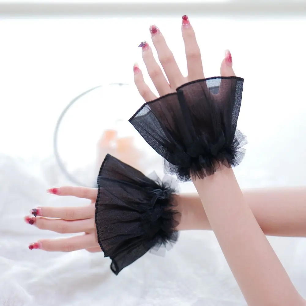 New Removable Flared Cuffs Tulle White Fake Cuff Wrist Cuffs Nail Art Accessories