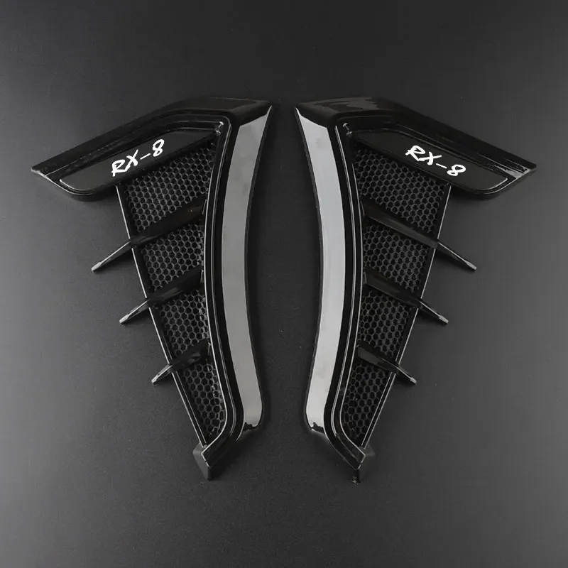 Carbon Black Car Fender Side Vents Air Flow Intake Hole Car Shark 3D Grille Sticker Cover dla Mazda RX-8 Car Accessories