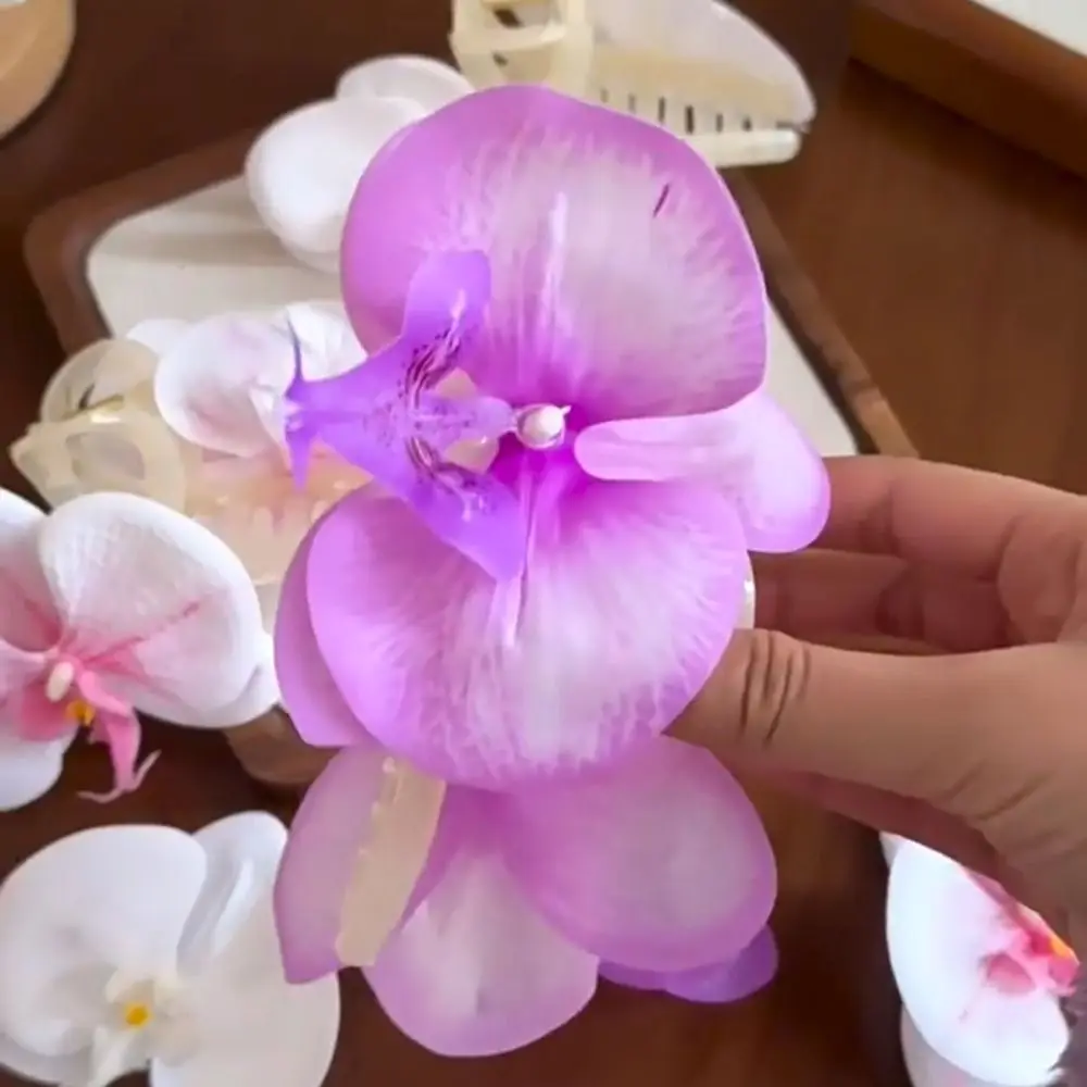 

Sweet Butterfly Orchid Hair Claw Duckbill Clip Vacation Style Seaside Vacation Headwear Hair Accessories Headdress