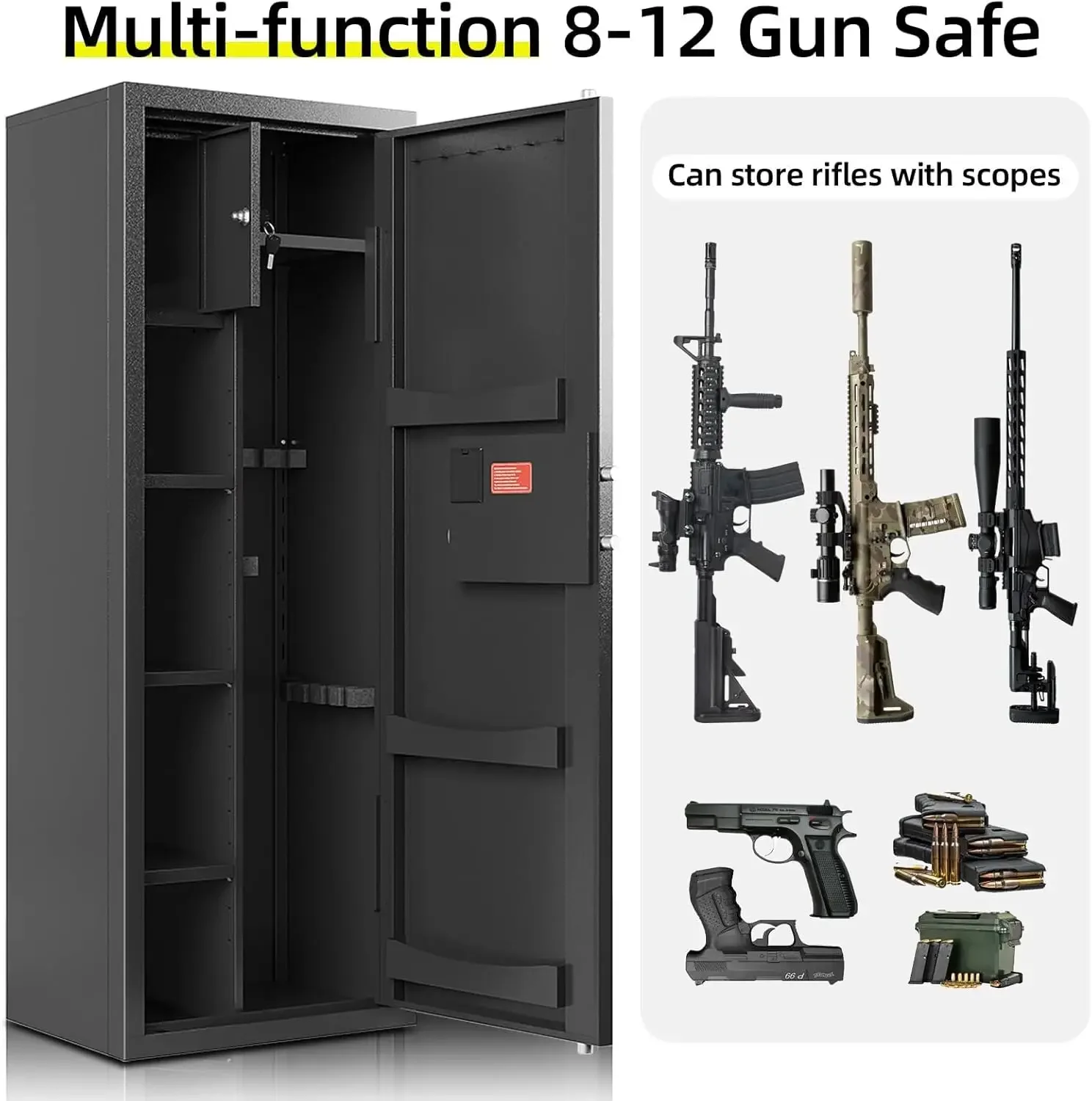 8-12 Gun safes,Rifle Safe,Gun Safes for Home Rifle and Pistols, Long Gun Safe for Rifle Shotgun for Home,Adjustable Shelves