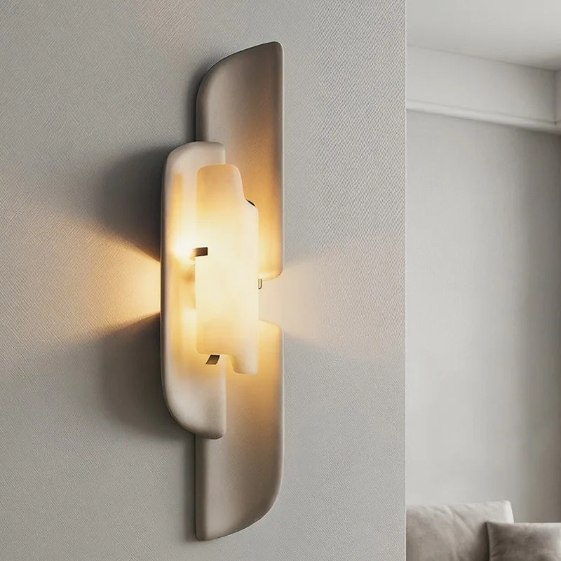 Spanish natural marble wall lamp, simple leather marble wall lamp