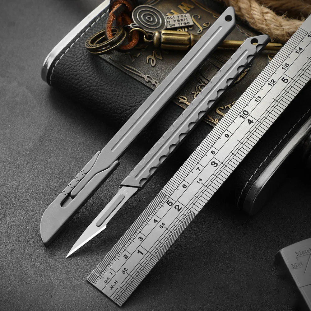 Imagem -05 - Titanium Alloy Bolso Bisturi Faca Sharp Mini Utilitário Portátil ao ar Livre Emergência Ferramentas de Autodefesa 10 Pcs 11 Lâminas
