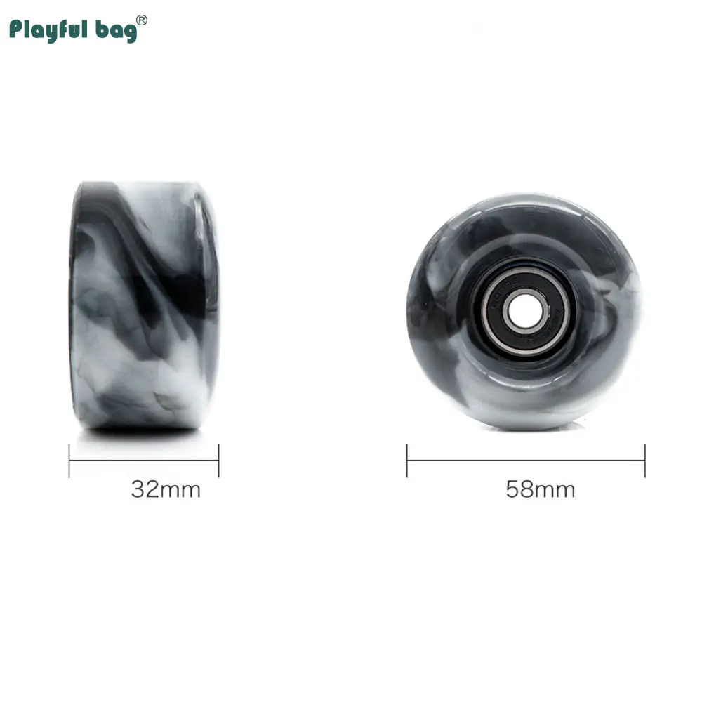 Set combinato ruote di colore misto 58x32MM per pattini a rotelle doppi PU testa freno 608RS cuscinetto 82A accessorio ruota AMB283