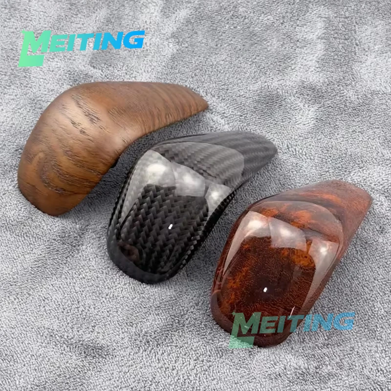 Only applicable For  Audi A6 C7 2016 2017 2018 black carbon fiber wood shift cover with leather boot cover