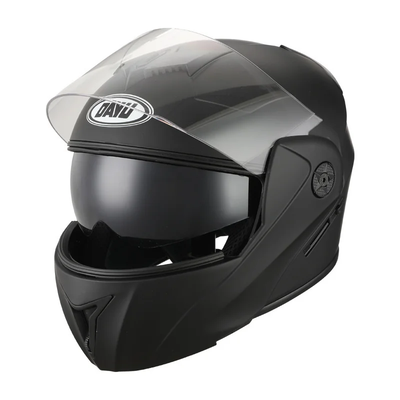 Helm Sepeda Motor Modular Balap Flip Up Diakui DOT Helm Sepeda Motor Motocross Dual Lens Full Face Perlindungan Ganda Hitam