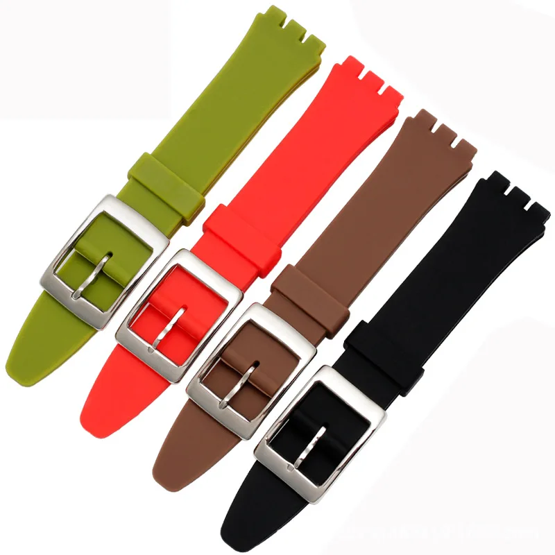 17mm 19mm Silicone Replacement Watchband for Swatch Sport Rubber Women Colorful Watch Strap Bracelet Accessories