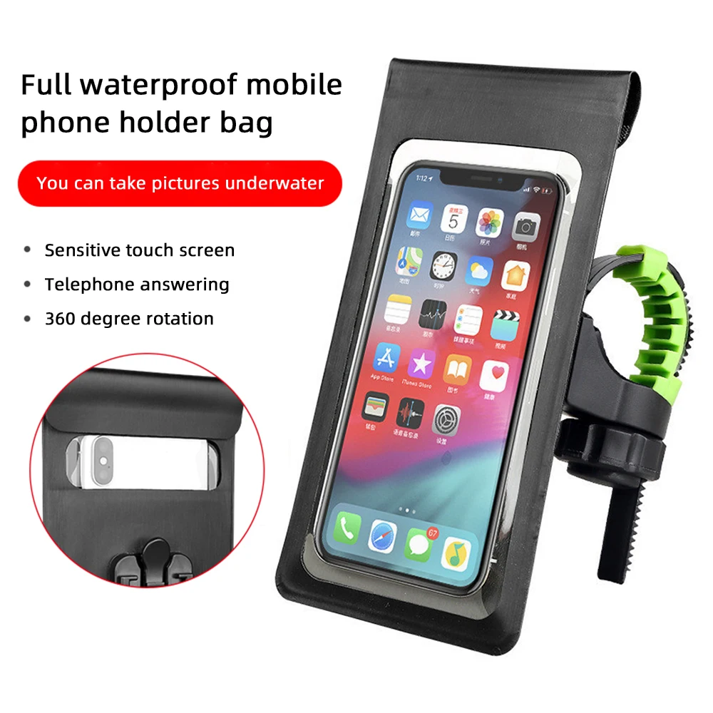 360° Rotation Waterproof Bicycle Phone Bag Case Touch Screen Bike Handlebar Phone Holder Motorcycle Rearview Mirror Phone Stands