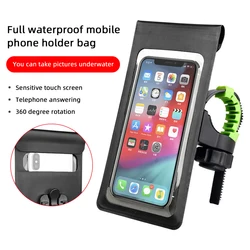 360° Rotation Waterproof Bicycle Phone Bag Case Touch Screen Bike Handlebar Phone Holder Motorcycle Rearview Mirror Phone Stands