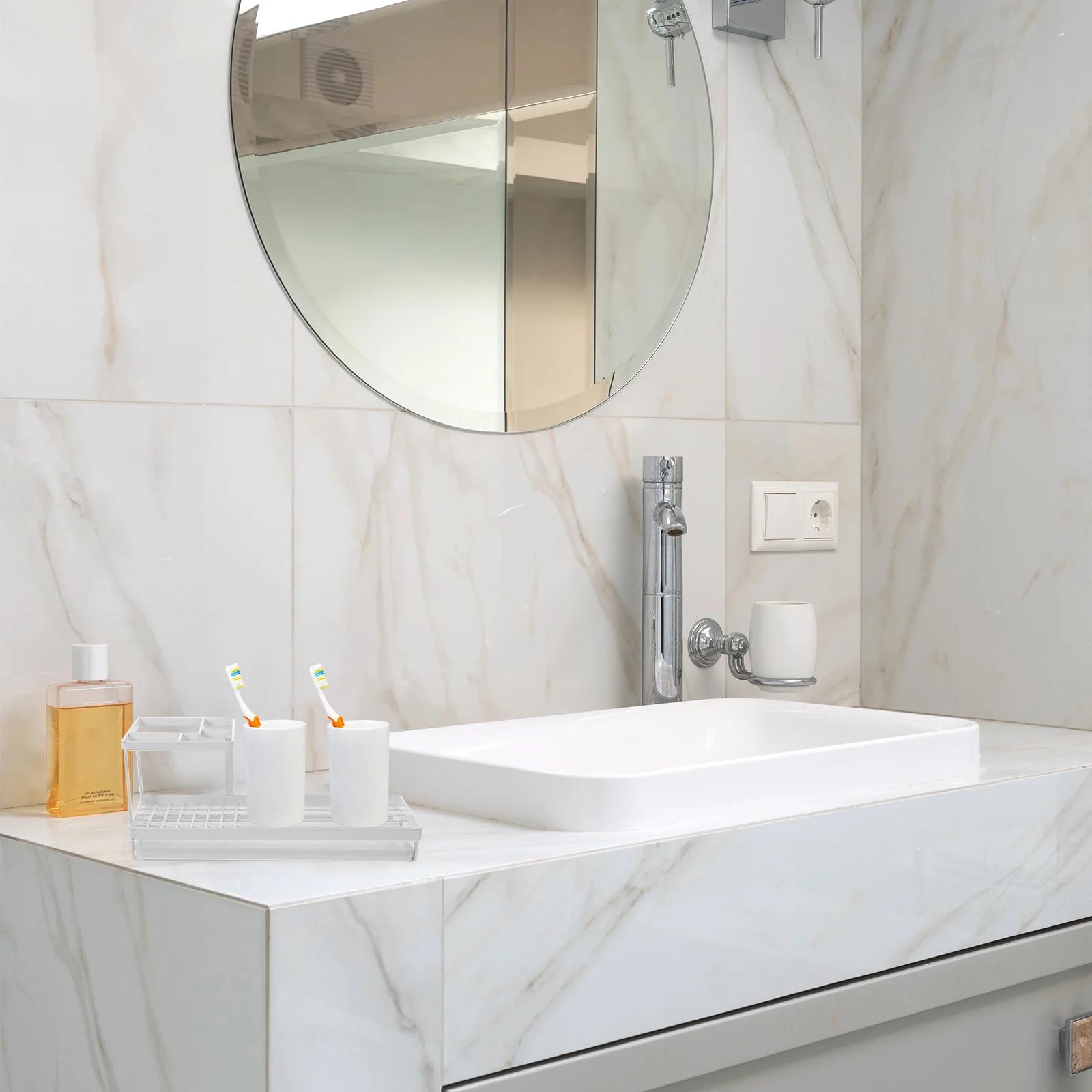 

Toothbrush Holder Carbon Steel Toothpaste Rack Hollow Design Electric Toothbrush Storage Stand Bathroom Organizer Shaver