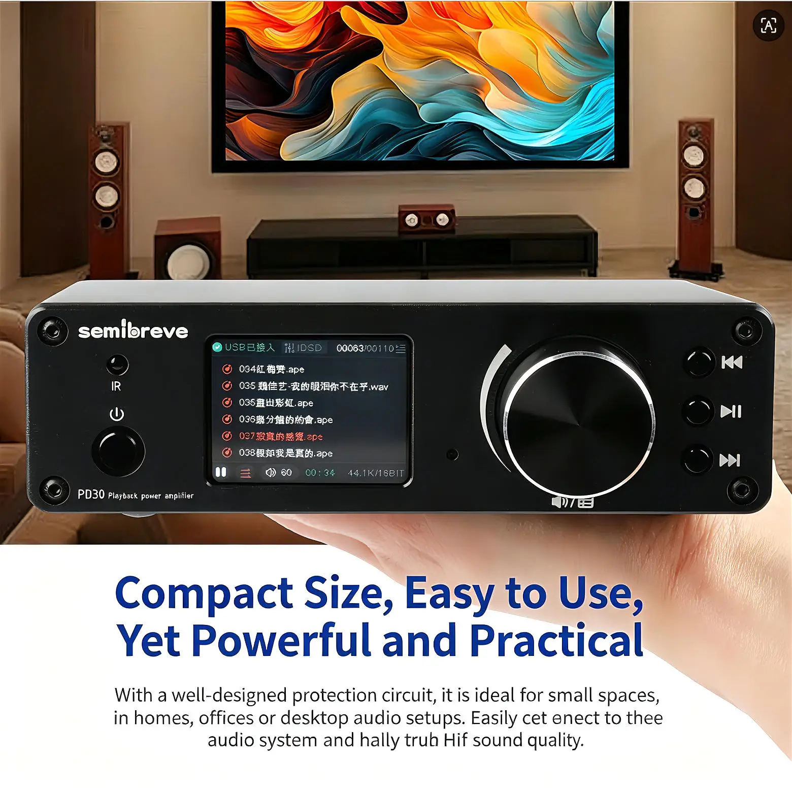 Semibreve PD30 TPA3255 ES9038Q2M QCC3095 200W*2 Bluetooth 5.4 LDAC True Lossless Hifi Power Playback Amplifier AMP