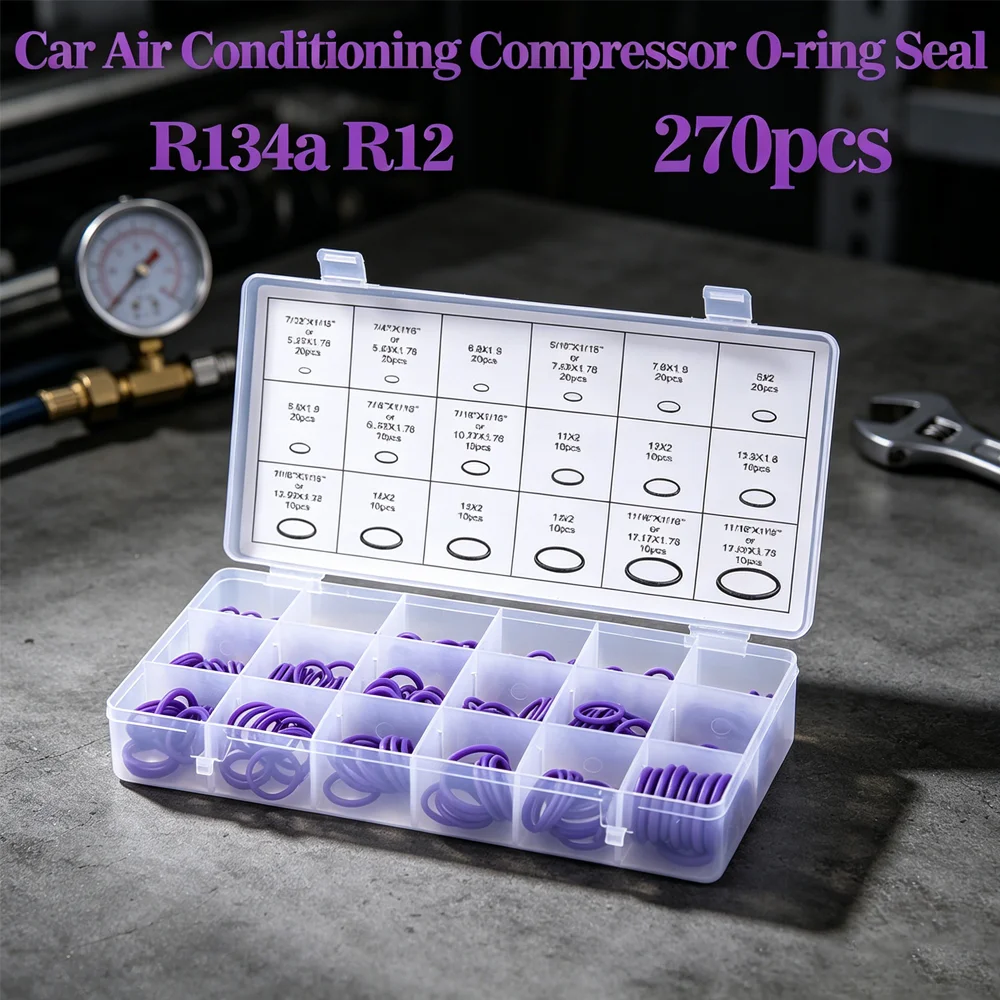 O Ring Set Seal Kit R134a R12  HNBR Rubber O-Rings Assortment For Car Automotive Air Conditioner A/C System Repair Tool