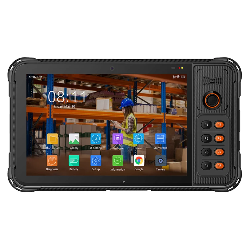 Industrial Rugged Tablet Computer Android 9 Octa Core 8 Inch FHD Wi-Fi 4G NFC IP67 with Barcode Scanner