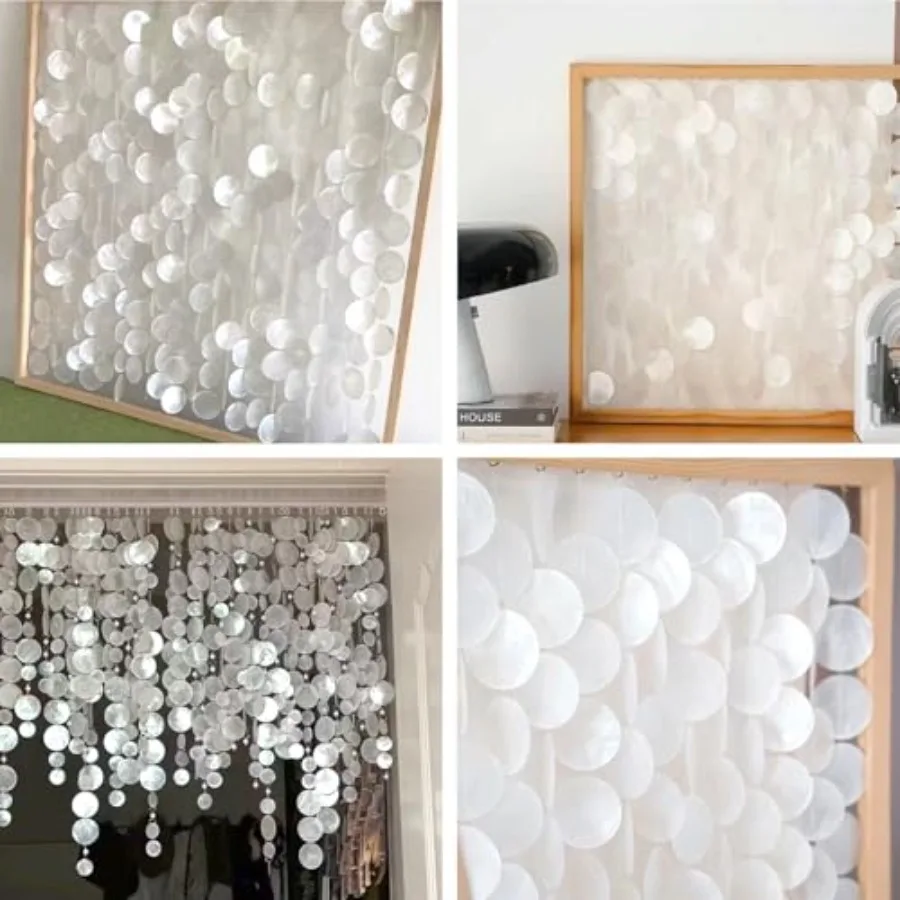 60 PCS Capiz Shells Round Natural Shells 2 Inch White Round Capiz Shells with 2 Holes for Wind Chimes Curtain Shell Garland DIY