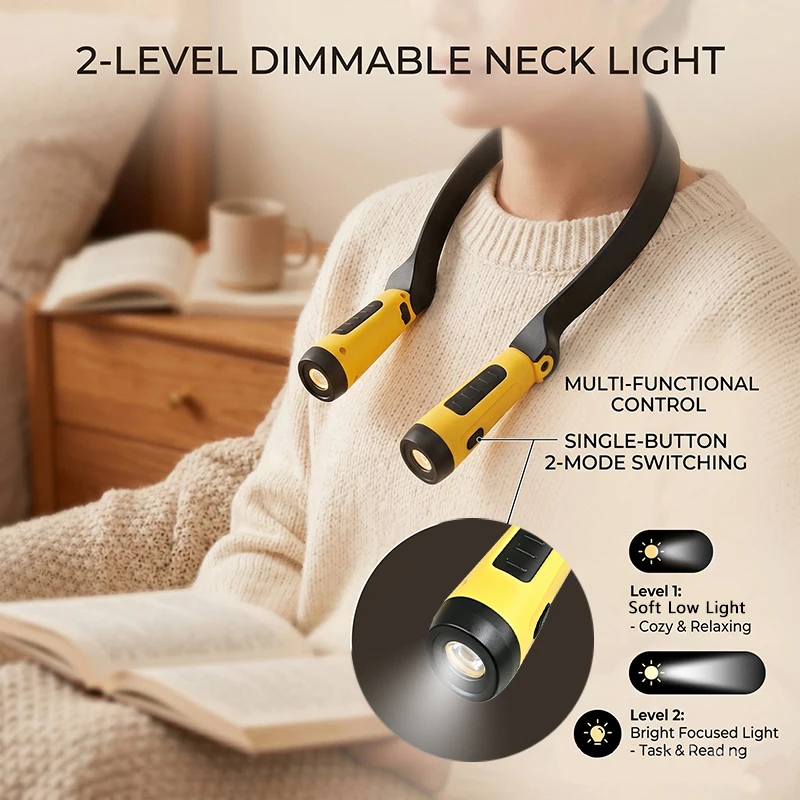 Multi-functional LED Neck Strap Reading Light Outdoor Night Running BBQ Camping Illumination Portable Hands-free Lighting