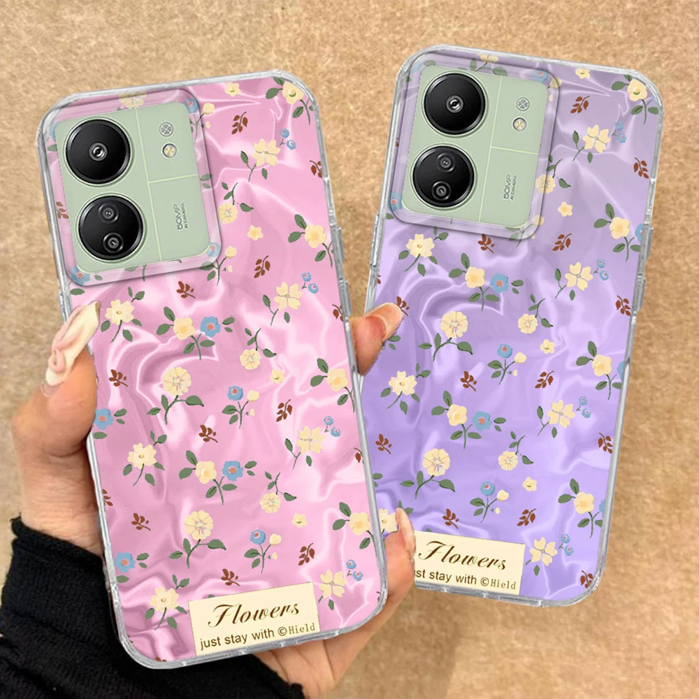 Für Redmi 13C A3 15C 14C Hinweis 14 15 13 12 11 10 11S 10S 8 9 Pro A1 A2 9A A5 9C Koreanische INS Retro Flower Rose Telefon Fall Y2K Abdeckung