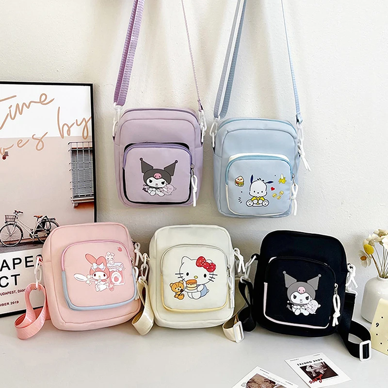 1PC Cartoon Cute Anime My Melody Large Capacity Shoulder Bag Sanrio Kuromi Messenger Bag Fashion Cosmetic Bag Holiday Gifts