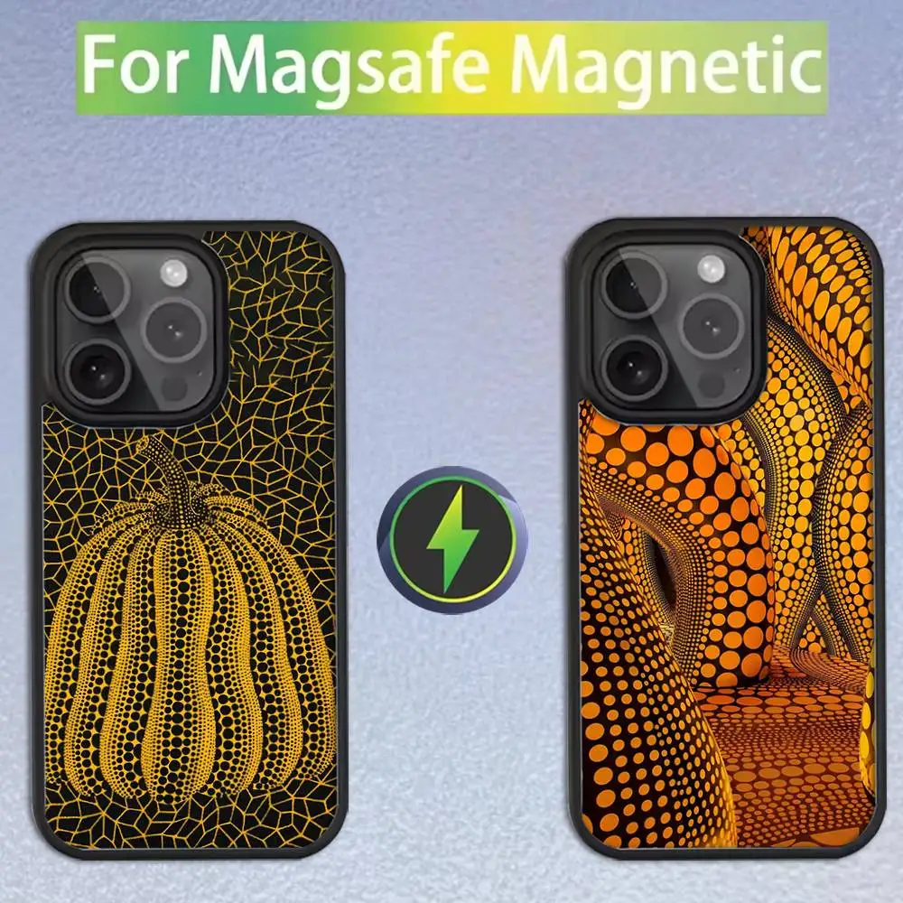 

Pumpkin Yayoi Kusama Phone Case For iPhone 16,15,14,13,12,11,Pro,Max,Plus,Mini,SE Magsafe Magnetic Wireless Charging