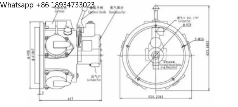 Radial Piston air Motor HXHM17 20HP Industrial air Motors  Compressed air Engine for Sale
