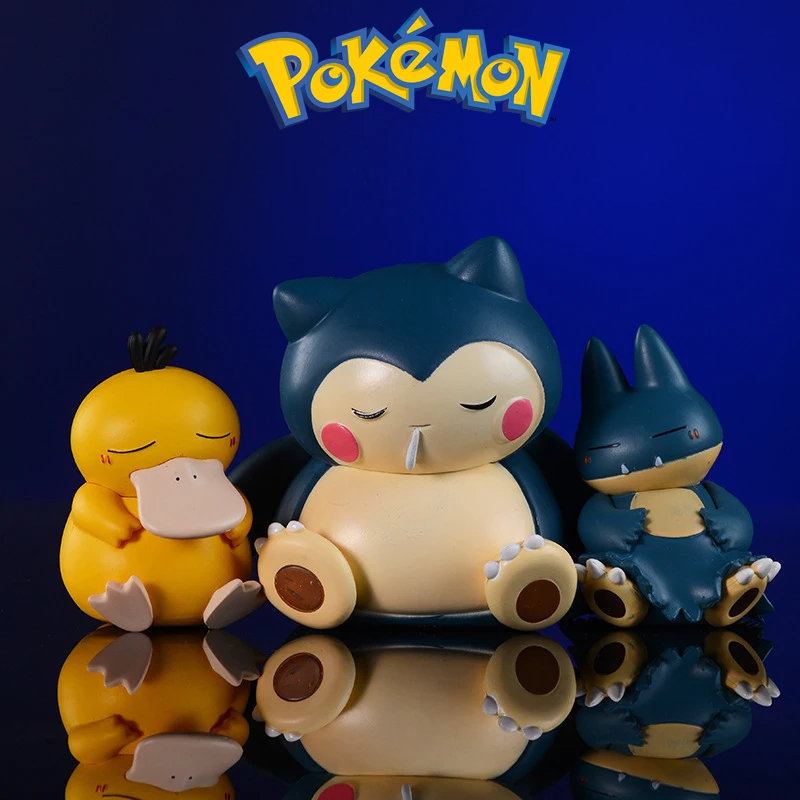 Cute Pokemon Sleeping Psyduck Munchlax Snorlax Figure Toys Kawaii Anime Action Figure Cartoon Game PVC Figurine Model Dolls Gift