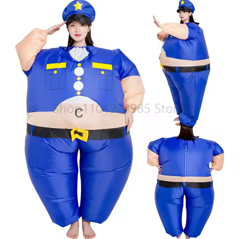 Policeman Inflatable Costume Cosplay Funny Blow Up Suit Party Clothing Fancy Dress Halloween Costume for Adult