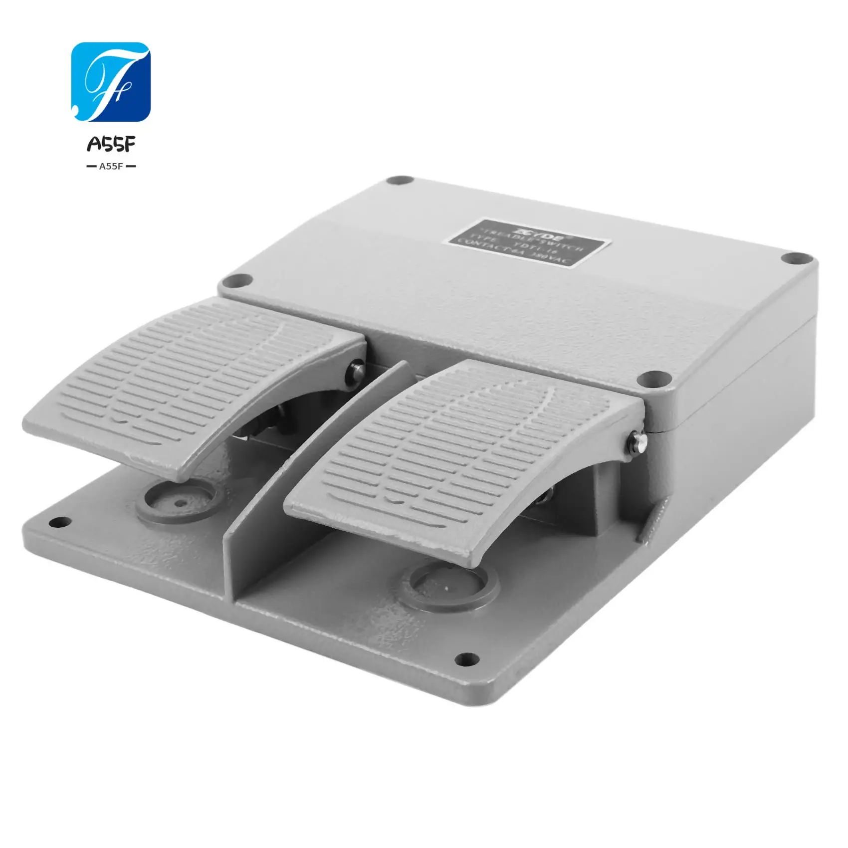 

A55F-Ножной переключатель YDT1-16 Алюминиевый корпус Серый переключатель с двойной педалью Переключатель аксессуаров для станков