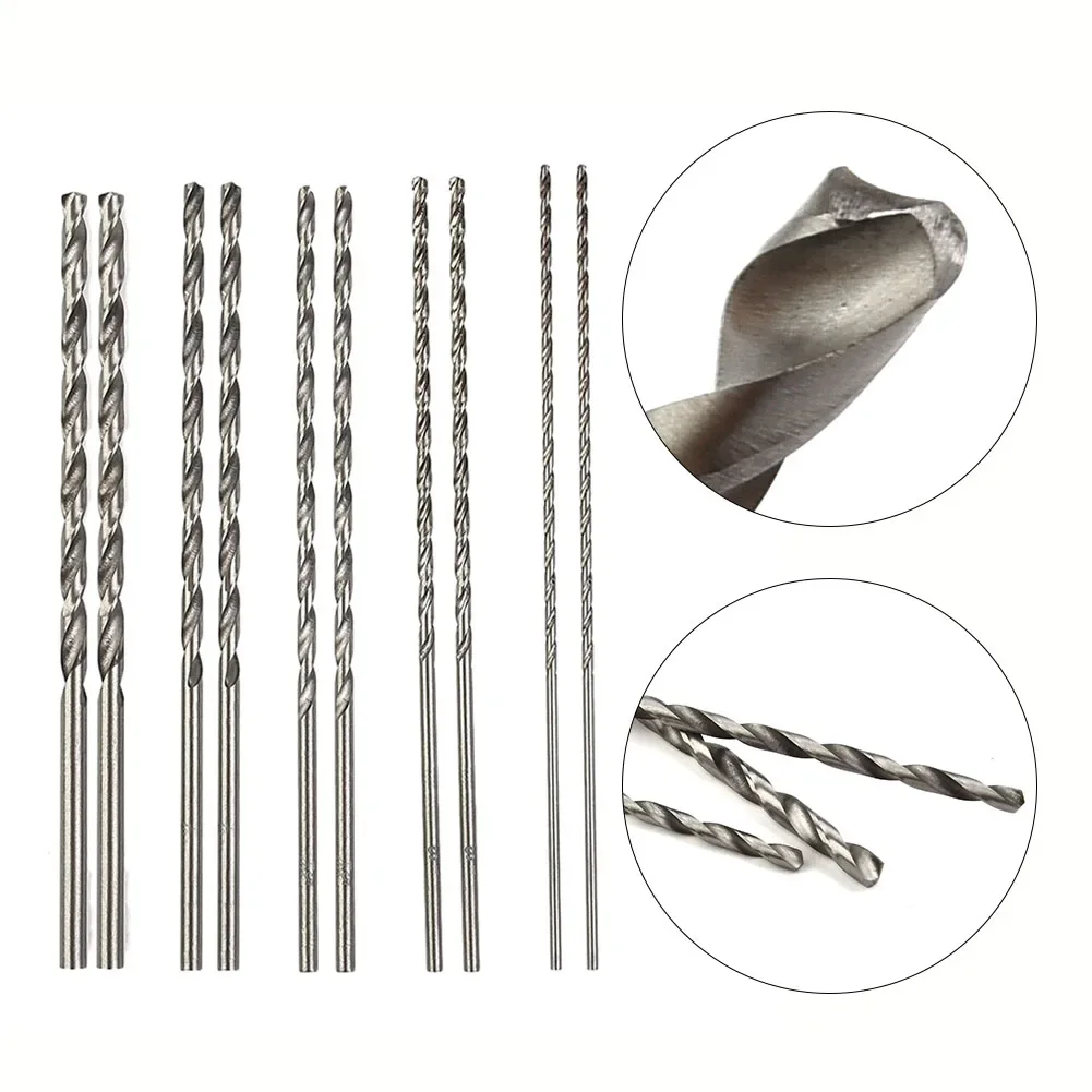 Brocas HSS de 10 piezas, 150mm, 2/3/3.5/4/5mm, cabezal para madera, aluminio, plástico, perforadora, taladro eléctrico, accesorios para herramientas eléctricas