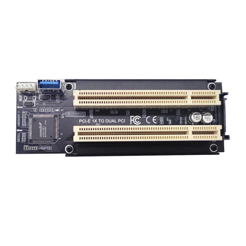 PCIE/NVME/Mini PCIE to 2x PCI Expansion Card Riser Board Converter with USB 3.0 Cable ASM1083 Chip for PCI Sound Card Video Card