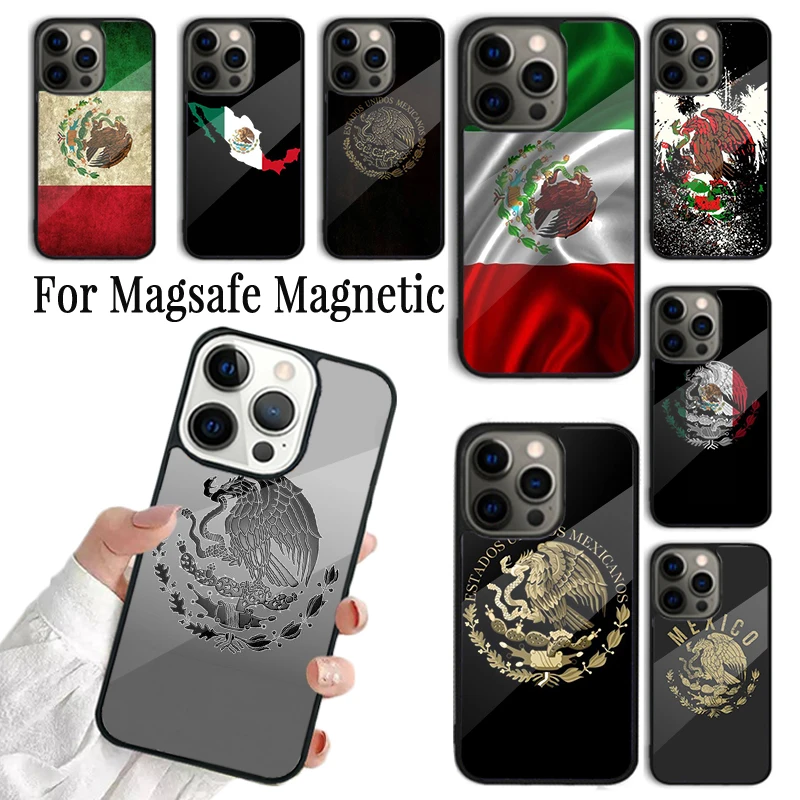 Coque Phone Case For iPhone 16 15 14 13 12 Mini 11 Pro Max Plus Magsafe Magnetic Wireless Charging Cover mexico flag mexicanos